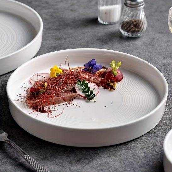 Elegant Japanese-Inspired Ceramic Dinner Plate - Oval, Nordic Luxury White Serving Tray for Steak & Western Cuisine