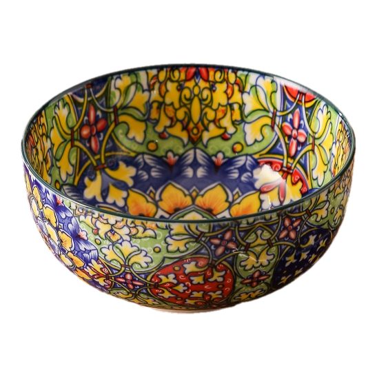 Cereal Bowls Set Of 6, Bohemian Soup Bowls, Colorful Ceramic Serving Bowls for Kitchen, Breakfast, Boho Decorative Bowls, Microwave Oven Safe Bowls for Salad, Pasta, Oatmeal, Kitchen Gadgets