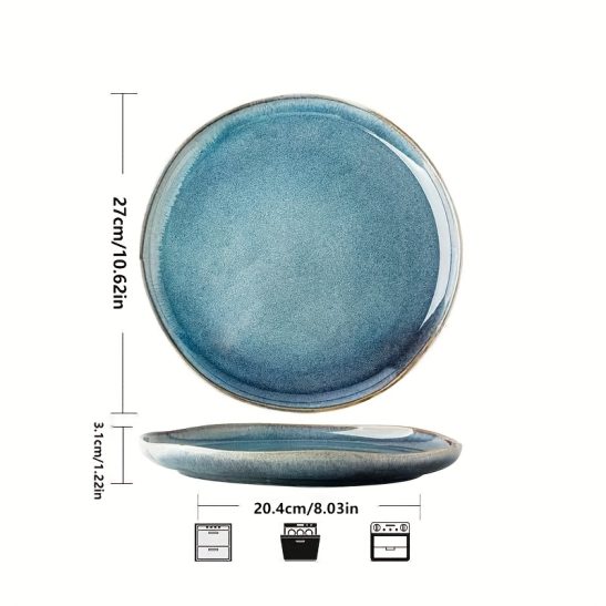 Ceramic plates with gradually changing glaze and jewelrystylees, irregular ceramic plates, European and American retro ceramic plates, main course plates, Western cuisine, steak, pasta plates